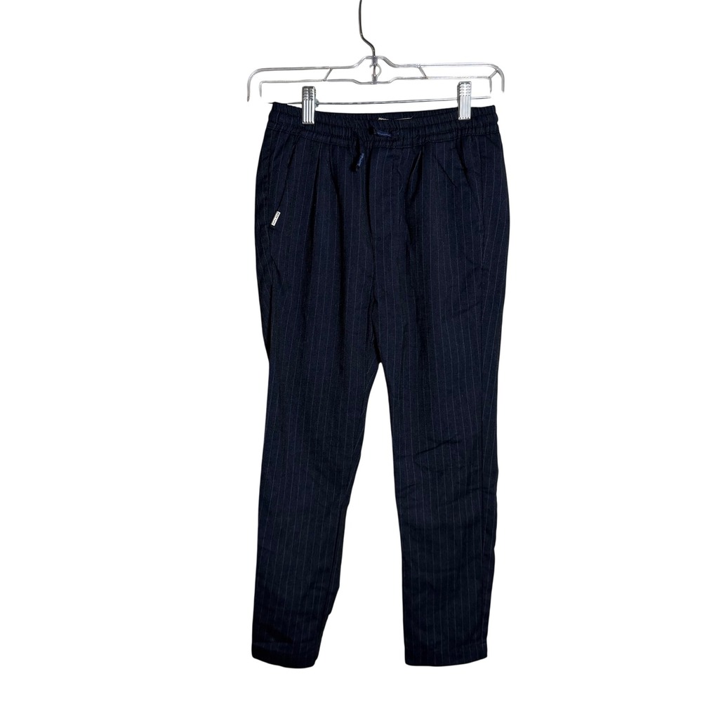Zara Boys Navy Blue Pinstripe Trousers Slim Fit Elastic Waist‎ Pants Size 10 140